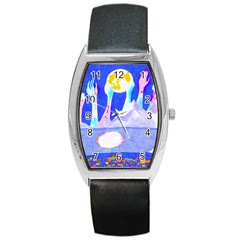 Angel s City In Blue Barrel Style Metal Watch by okhismakingart