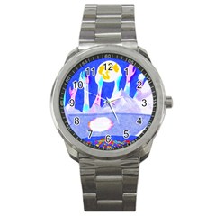 Angel s City In Blue Sport Metal Watch by okhismakingart