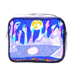 Angel s City In Blue Mini Toiletries Bag (one Side) by okhismakingart