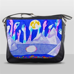 Angel s City In Blue Messenger Bag by okhismakingart