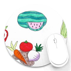 Fruits Veggies Round Mousepads by okhismakingart