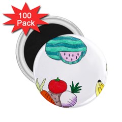 Fruits Veggies 2 25  Magnets (100 Pack)  by okhismakingart