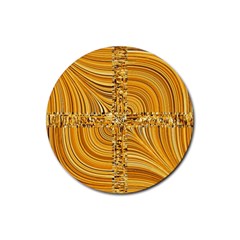 Electric Field Art Viii Rubber Coaster (round)  by okhismakingart