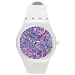 Electric Field Art Ix Round Plastic Sport Watch (m) by okhismakingart