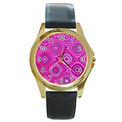 Electric Field Art Xiii Round Gold Metal Watch by okhismakingart