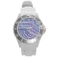 Electric Field Art Xxi Round Plastic Sport Watch (l) by okhismakingart