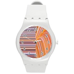 Electric Field Art Xxii Round Plastic Sport Watch (m) by okhismakingart