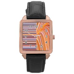 Electric Field Art Xxii Rose Gold Leather Watch  by okhismakingart