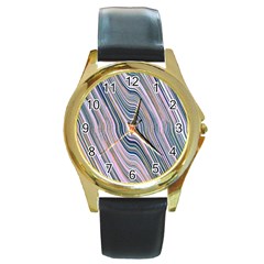 Electric Field Art Xxviii Round Gold Metal Watch by okhismakingart