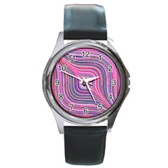 Electric Field Art Xxx Round Metal Watch by okhismakingart