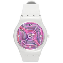 Electric Field Art Xxx Round Plastic Sport Watch (m) by okhismakingart