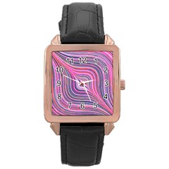 Electric Field Art Xxx Rose Gold Leather Watch  by okhismakingart