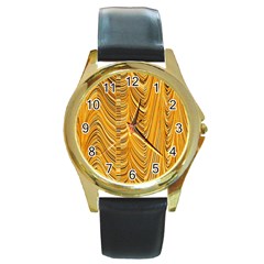 Electric Field Art XXXVI Round Gold Metal Watch