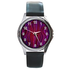 Electric Field Art Xlii Round Metal Watch by okhismakingart