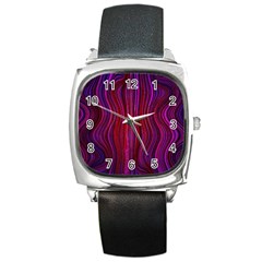 Electric Field Art Xlii Square Metal Watch by okhismakingart