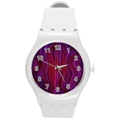 Electric Field Art Xlii Round Plastic Sport Watch (m) by okhismakingart