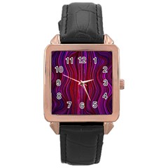 Electric Field Art Xlii Rose Gold Leather Watch  by okhismakingart