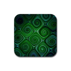 Electric Field Art Xliv Rubber Coaster (square)  by okhismakingart