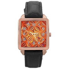 Electric Field Art Xlvi Rose Gold Leather Watch  by okhismakingart