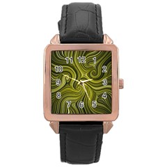 Electric Field Art Xlviii Rose Gold Leather Watch  by okhismakingart