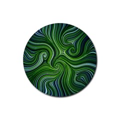 Electric Field Art Xlix Rubber Round Coaster (4 Pack)  by okhismakingart