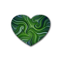 Electric Field Art Xlix Rubber Coaster (heart)  by okhismakingart