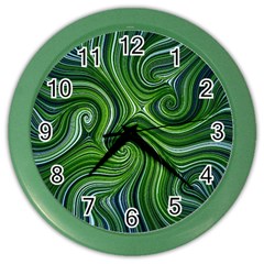 Electric Field Art Xlix Color Wall Clock by okhismakingart