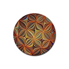 Electric Field Art Xlvii Rubber Round Coaster (4 Pack)  by okhismakingart