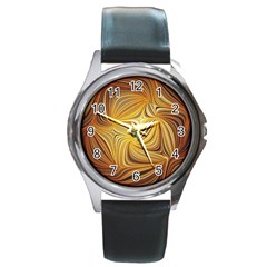 Electric Field Art L Round Metal Watch by okhismakingart