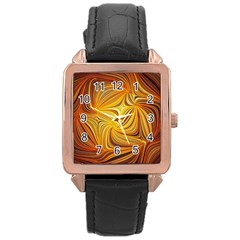 Electric Field Art Li Rose Gold Leather Watch  by okhismakingart