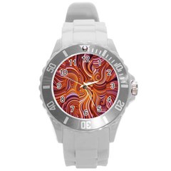 Electric Field Art Liii Round Plastic Sport Watch (l) by okhismakingart