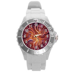 Electric Field Art Liv Round Plastic Sport Watch (l) by okhismakingart