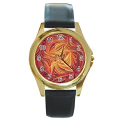 Electric Field Art Lv Round Gold Metal Watch by okhismakingart