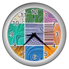 Electric Field Art Collage I Wall Clock (Silver)