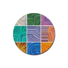 Electric Field Art Collage I Rubber Round Coaster (4 pack) 