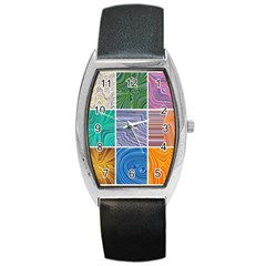 Electric Field Art Collage I Barrel Style Metal Watch