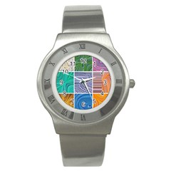 Electric Field Art Collage I Stainless Steel Watch by okhismakingart