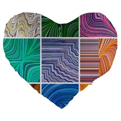 Electric Field Art Collage I Large 19  Premium Flano Heart Shape Cushions by okhismakingart