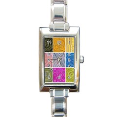 Electric Field Art Collage Ii Rectangle Italian Charm Watch by okhismakingart