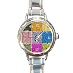 Electric Field Art Collage Ii Round Italian Charm Watch by okhismakingart