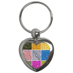 Electric Field Art Collage Ii Key Chains (heart)  by okhismakingart