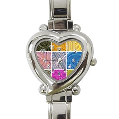 Electric Field Art Collage Ii Heart Italian Charm Watch by okhismakingart