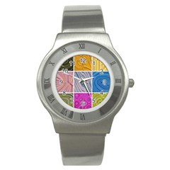 Electric Field Art Collage Ii Stainless Steel Watch by okhismakingart