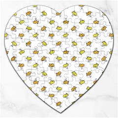 Birds, Animal, Cute, Sketch, Wildlife, Wild, Cartoon, Doodle, Scribble, Fashion, Printed, Allover, For Kids, Drawing, Illustration, Print, Design, Patterned, Pattern Jigsaw Puzzle (heart) by dflcprintsclothing