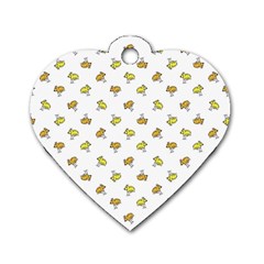 Birds, Animal, Cute, Sketch, Wildlife, Wild, Cartoon, Doodle, Scribble, Fashion, Printed, Allover, For Kids, Drawing, Illustration, Print, Design, Patterned, Pattern Dog Tag Heart (one Side)