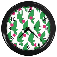 Feuilles Et Pois Wall Clock (black) by perlette