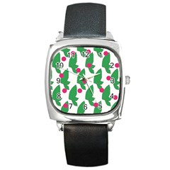 Feuilles Et Pois Square Metal Watch by perlette