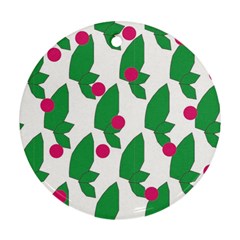 Feuilles Et Pois Round Ornament (two Sides) by perlette