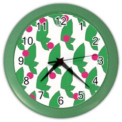 Feuilles Et Pois Color Wall Clock by perlette