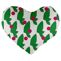 Feuilles Et Pois Large 19  Premium Flano Heart Shape Cushions by perlette